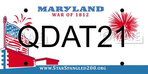 QDAT21 Maryland License Plate