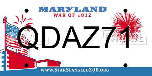 QDAZ71 Maryland License Plate