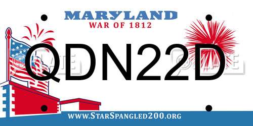 QDN22D Maryland License Plate