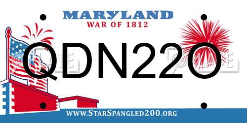 QDN22O Maryland License Plate