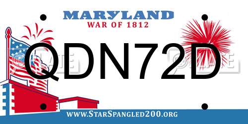 QDN72D Maryland License Plate