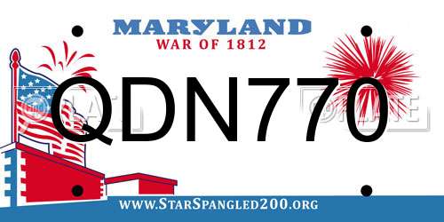 QDN770 Maryland License Plate