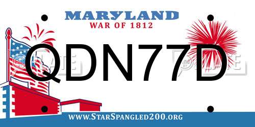 QDN77D Maryland License Plate