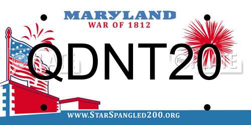 QDNT20 Maryland License Plate