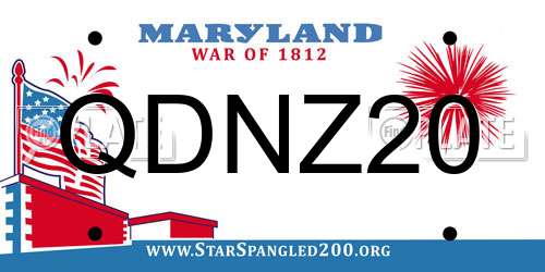 QDNZ20 Maryland License Plate