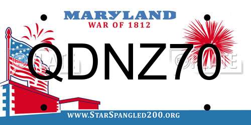 QDNZ70 Maryland License Plate