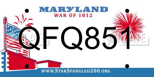QFQ851 Maryland License Plate