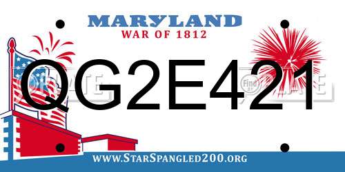 QG2E421 Maryland License Plate