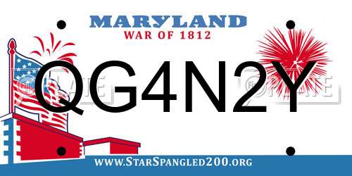 QG4N2Y Maryland License Plate