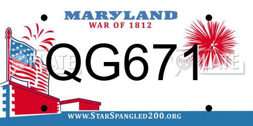 QG671 Maryland License Plate