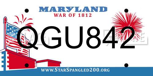 QGU842 Maryland License Plate
