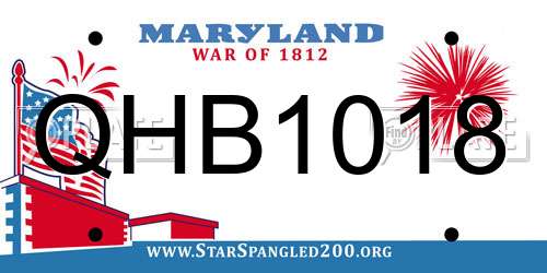 QHB1018 Maryland License Plate
