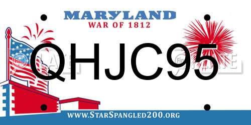 QHJC95 Maryland License Plate
