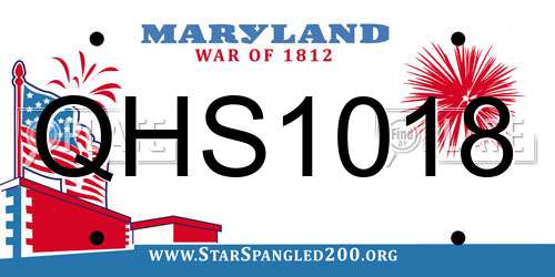 QHS1018 Maryland License Plate