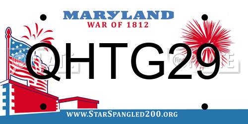 QHTG29 Maryland License Plate