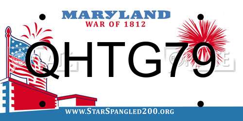 QHTG79 Maryland License Plate
