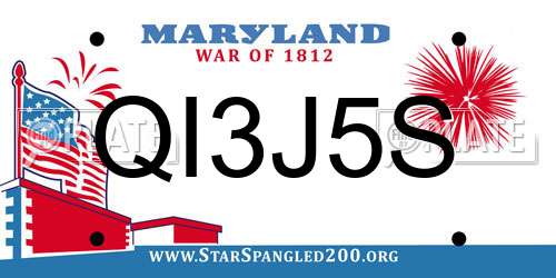 QI3J5S Maryland License Plate
