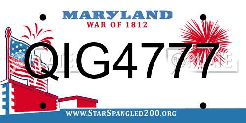 QIG4777 Maryland License Plate