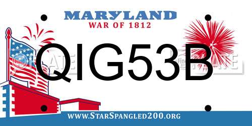 QIG53B Maryland License Plate