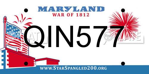 QIN577 Maryland License Plate