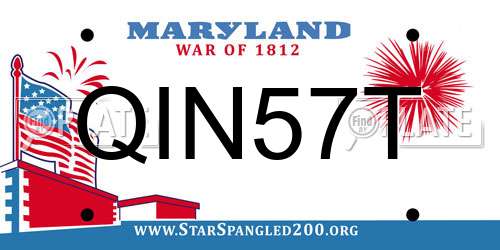 QIN57T Maryland License Plate