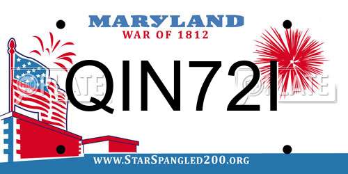 QIN72I Maryland License Plate