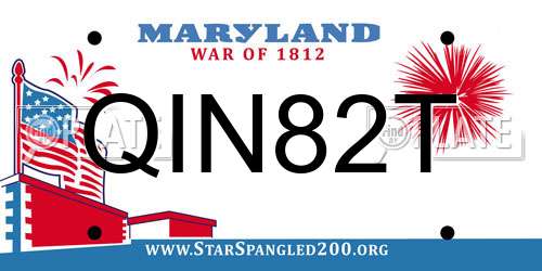 QIN82T Maryland License Plate