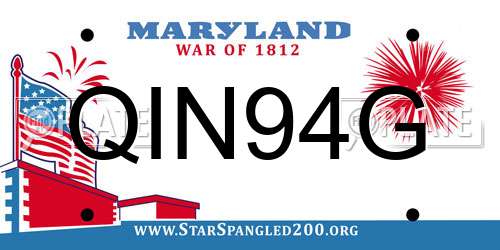 QIN94G Maryland License Plate