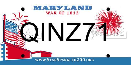 QINZ71 Maryland License Plate