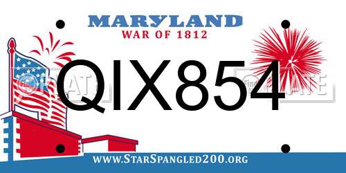 QIX854 Maryland License Plate