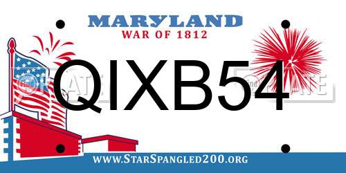 QIXB54 Maryland License Plate