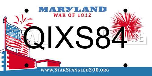 QIXS84 Maryland License Plate