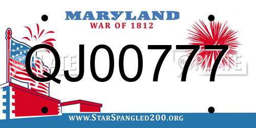 QJ00777 Maryland License Plate