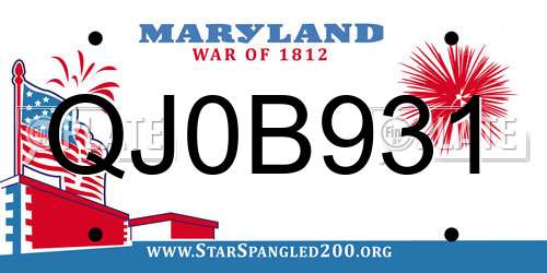 QJ0B931 Maryland License Plate