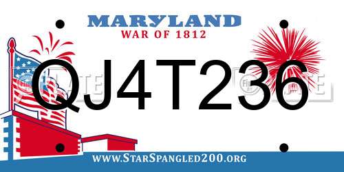 QJ4T236 Maryland License Plate