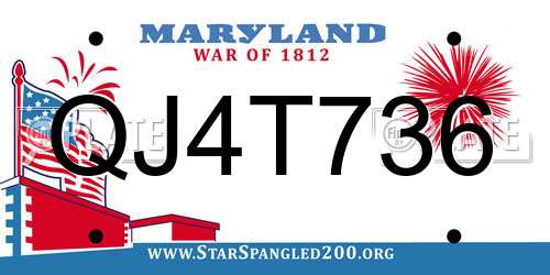QJ4T736 Maryland License Plate
