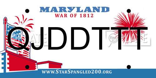 QJDDTTT Maryland License Plate