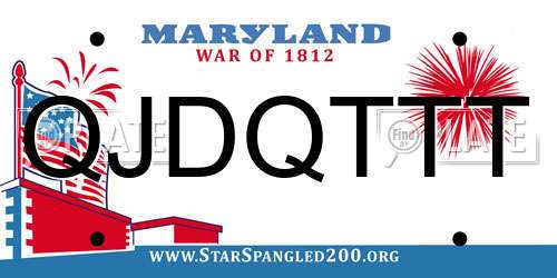 QJDQTTT Maryland License Plate