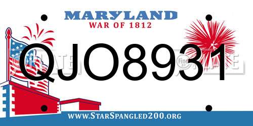 QJO8931 Maryland License Plate