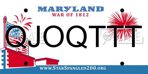 QJOQTTT Maryland License Plate