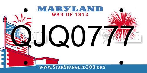 QJQ0777 Maryland License Plate