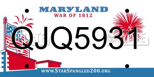QJQ5931 Maryland License Plate