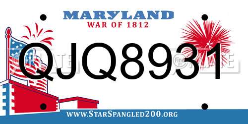 QJQ8931 Maryland License Plate