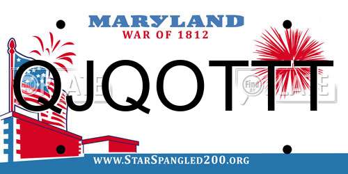 QJQOTTT Maryland License Plate