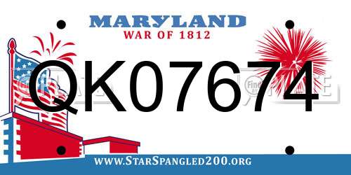 QK07674 Maryland License Plate