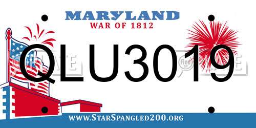 QLU3019 Maryland License Plate