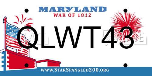 QLWT43 Maryland License Plate