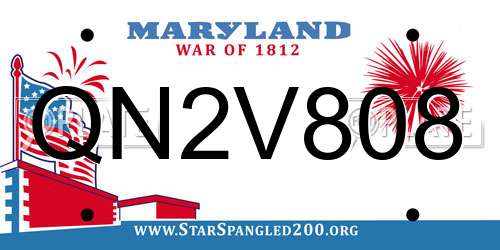 QN2V808 Maryland License Plate