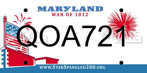 QOA721 Maryland License Plate