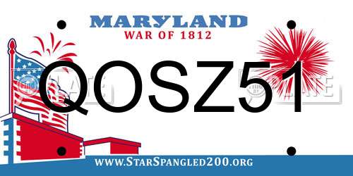 QOSZ51 Maryland License Plate